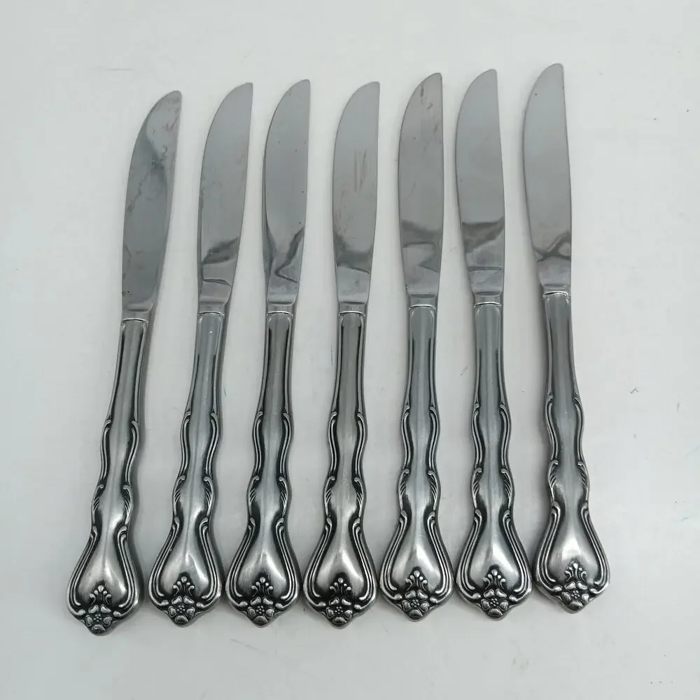 7X BK Vtg Noritake 18-8 Stainless Japan Sylvia Flatware Butter Knives Silverware
